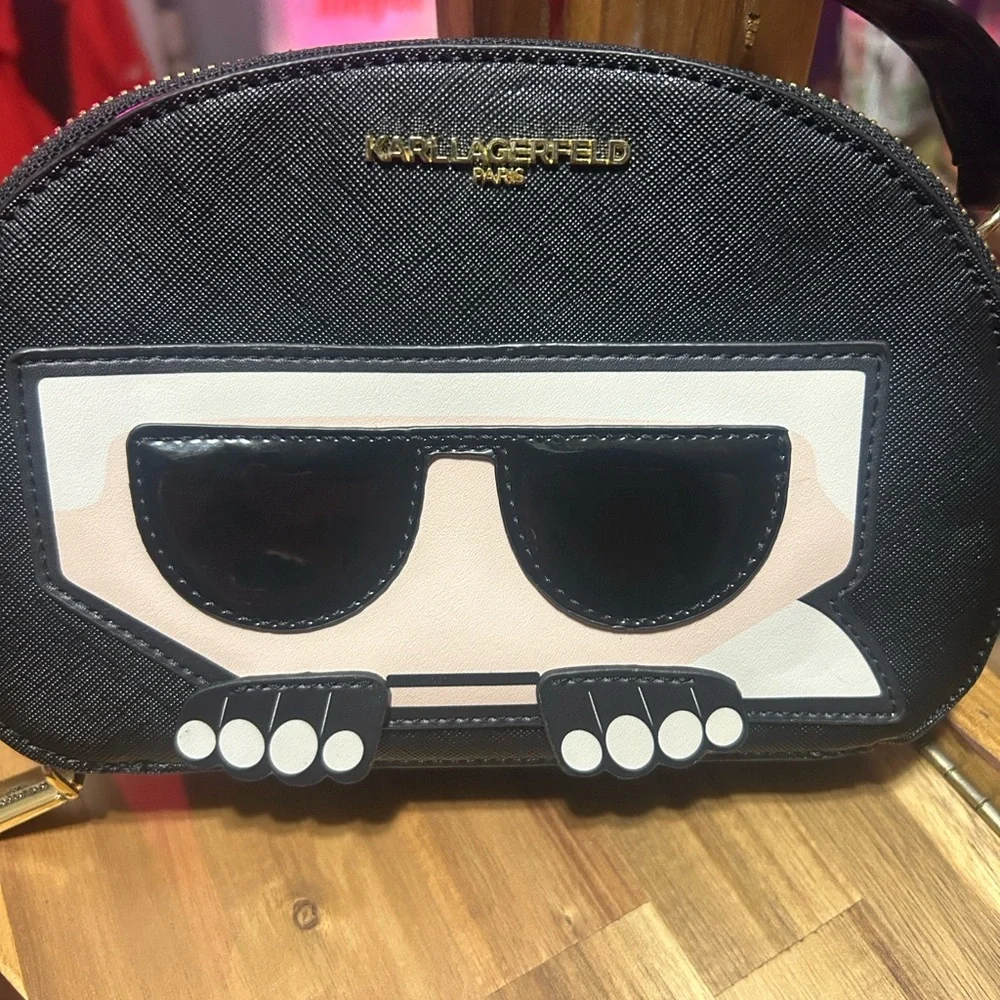Karl Lagerfeld Black Leather Crossbody - Picture 1 of 8